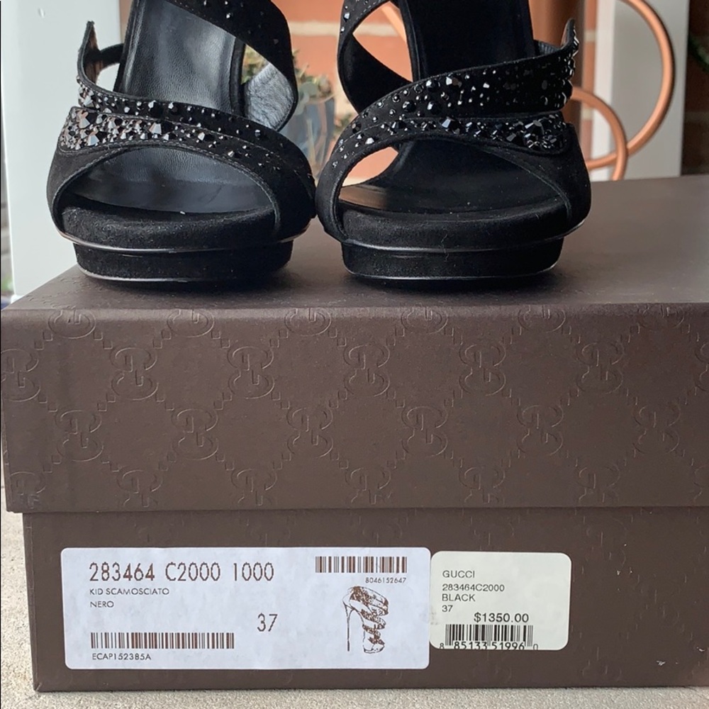 *NWT* Gucci | Swarovsky Crystal Black Heels | Sz 37 - Picture 8 of 8